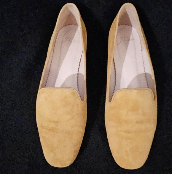 J. Crew Shoes - J. Crew Gold Suede Leather Loafers - Size 8